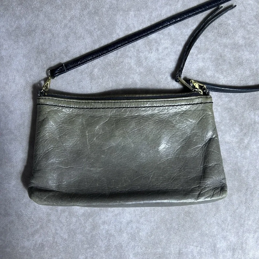 Hobo The Original Leather Grey Small Crossbody Zip Closure